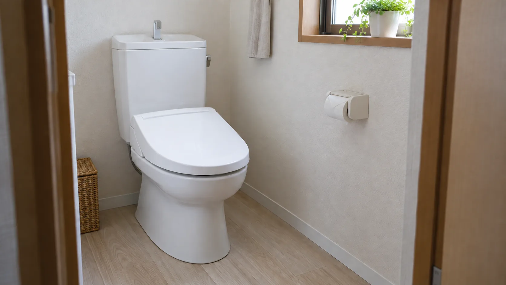 タンクと便器が分かれたトイレに取り付けられた温水洗浄便座
