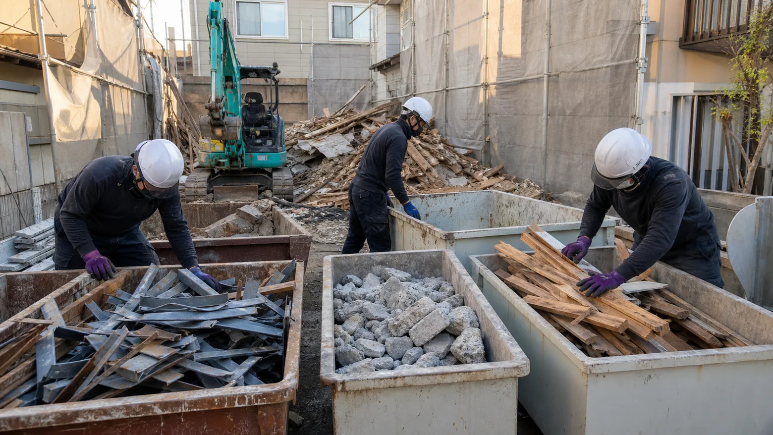 重機による住宅解体工事の現場