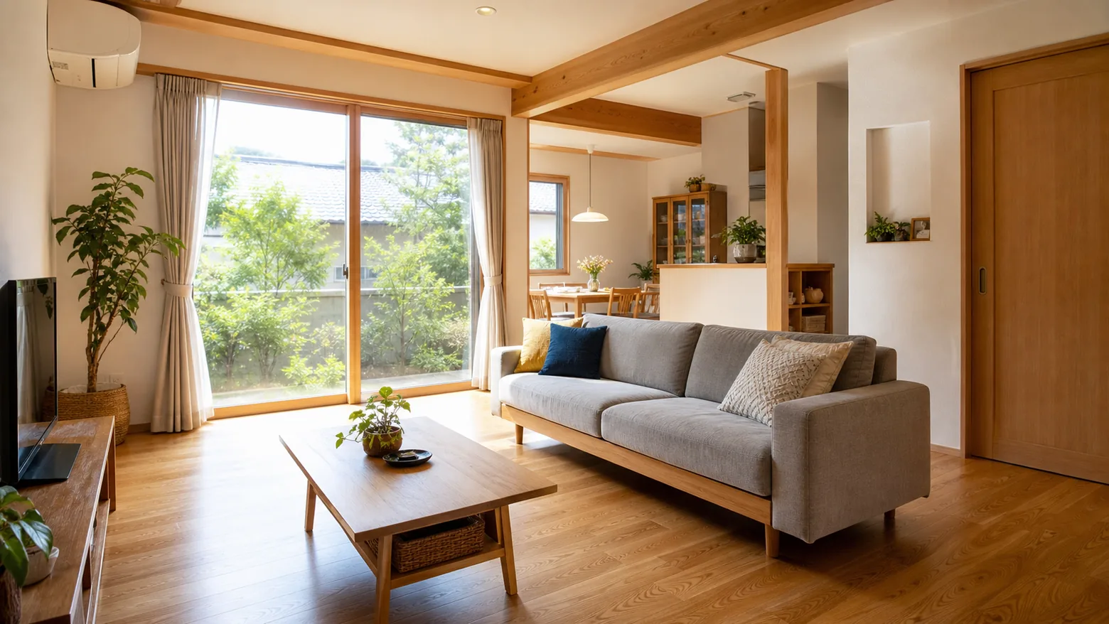 耐震リフォーム後の明るく安心できる住まいのリビング