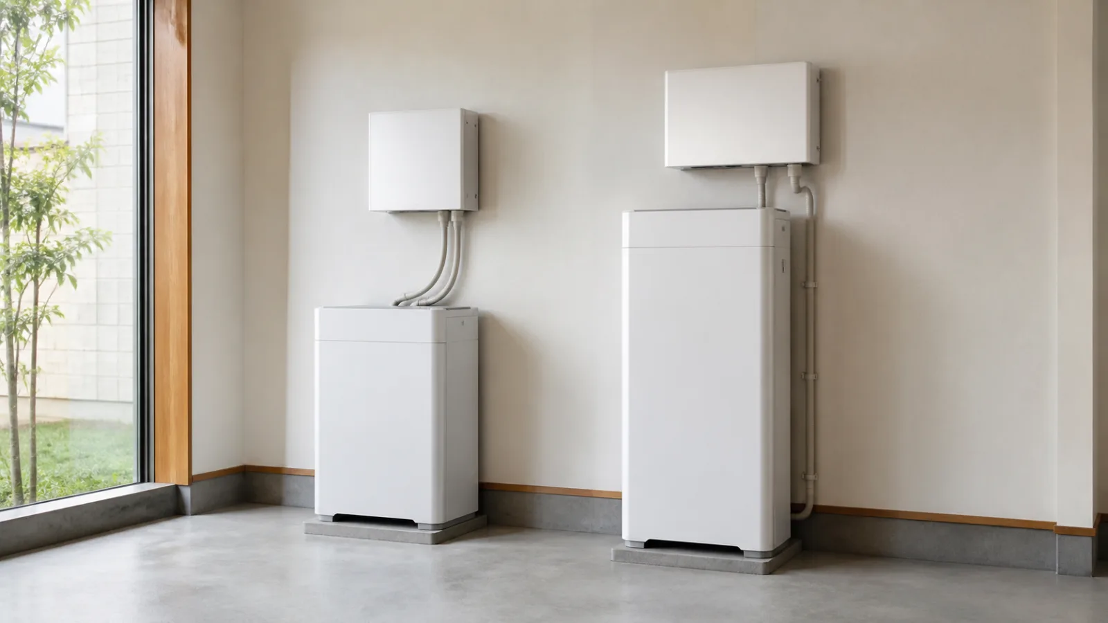 大きさの異なる家庭用蓄電池と電源機器