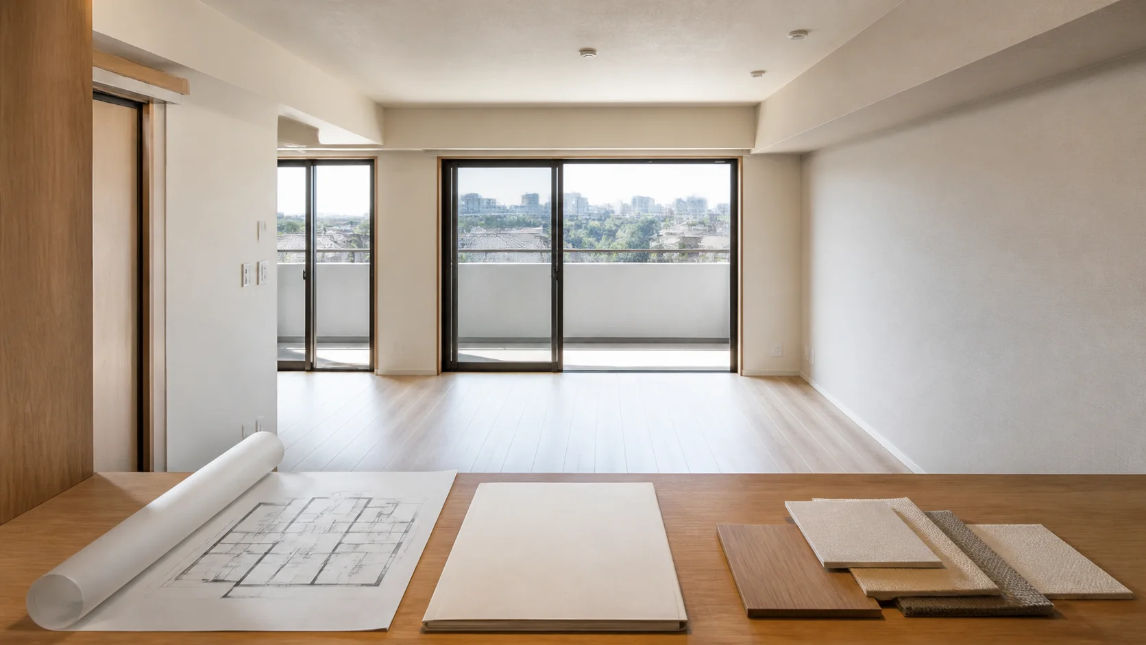 管理組合への申請資料と内装サンプルを準備した日本のマンション