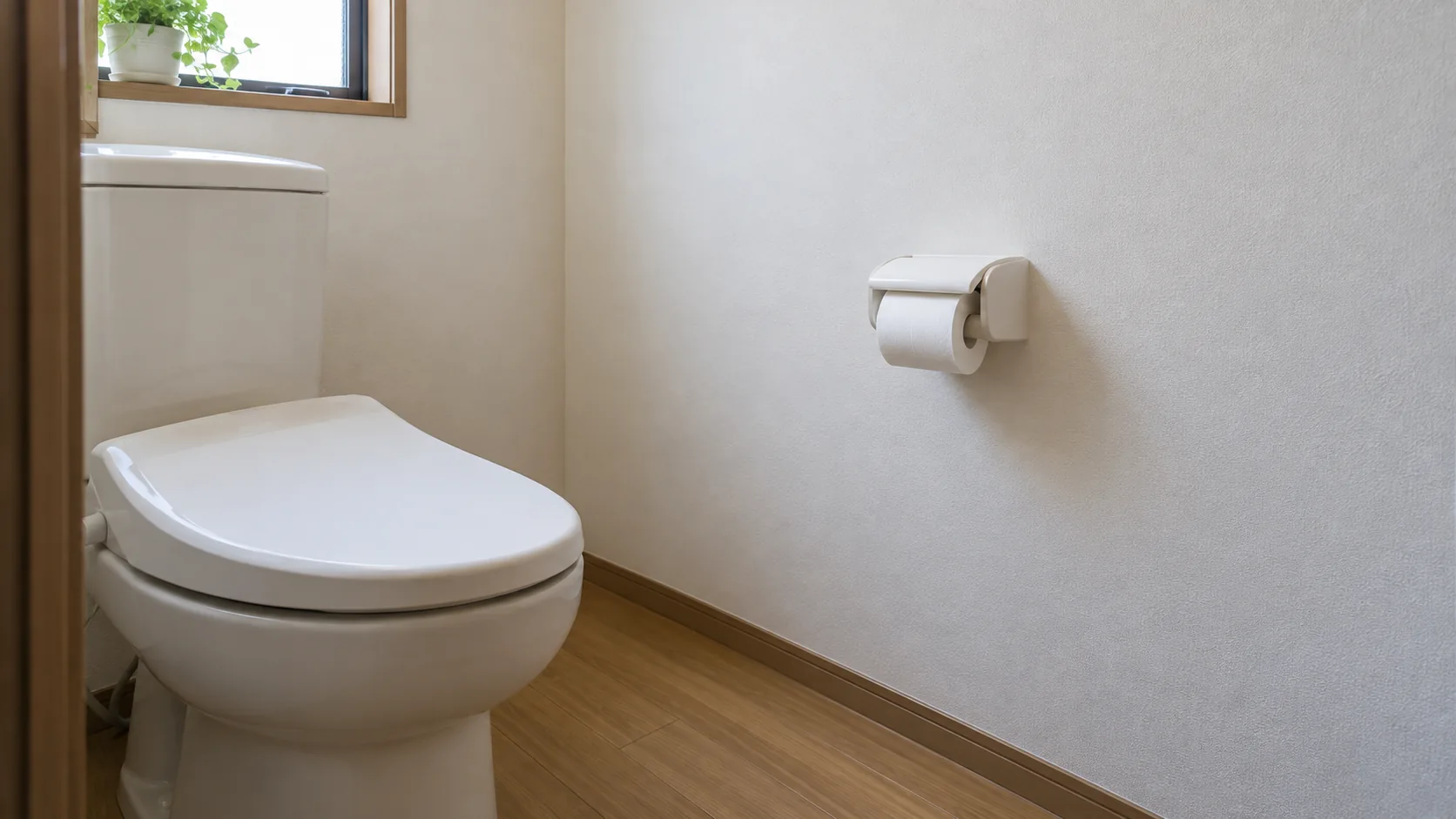 便器の横にある紙巻器と周囲の空間