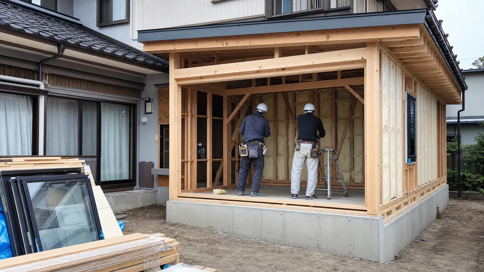 増改築の見積もりを検討する打ち合わせの手元