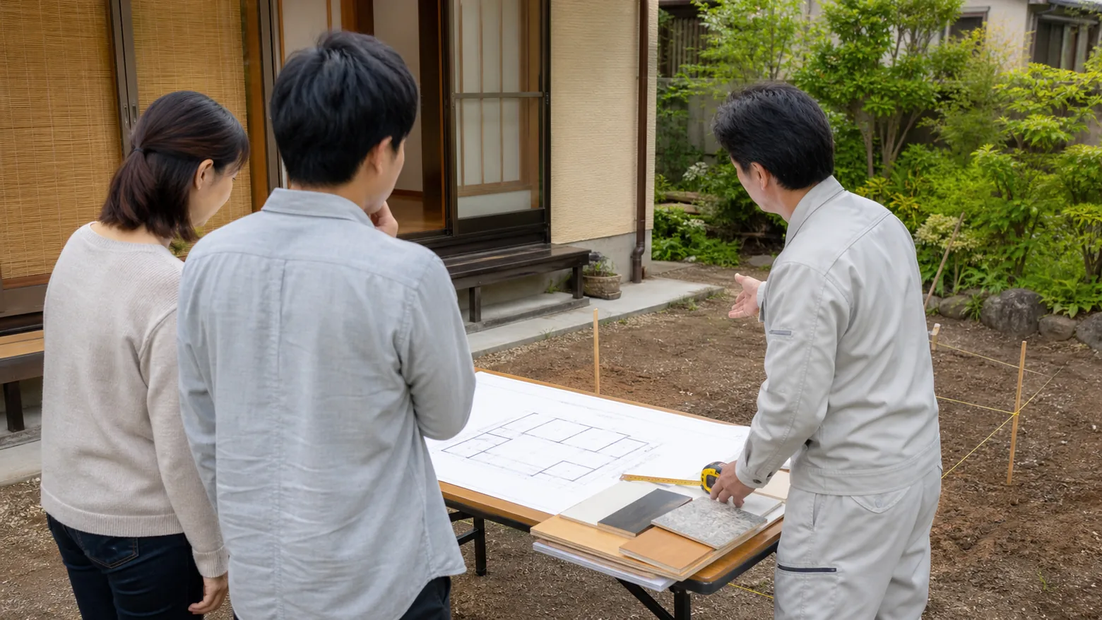 増築工事中の住宅の施工現場