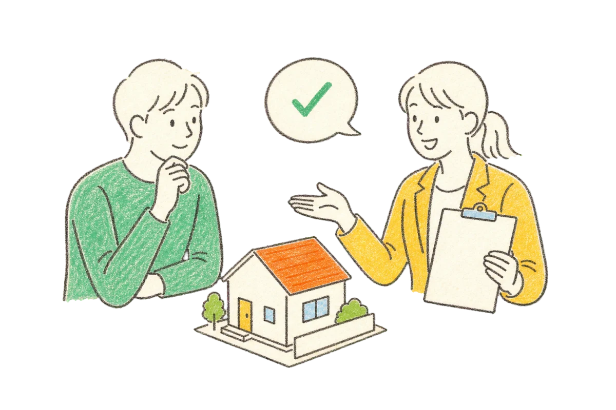 アドバイザーが住まいの無料相談を案内するイラスト