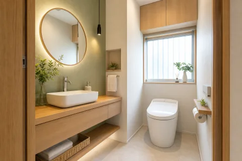 トイレと洗面化粧台を一新した水回り