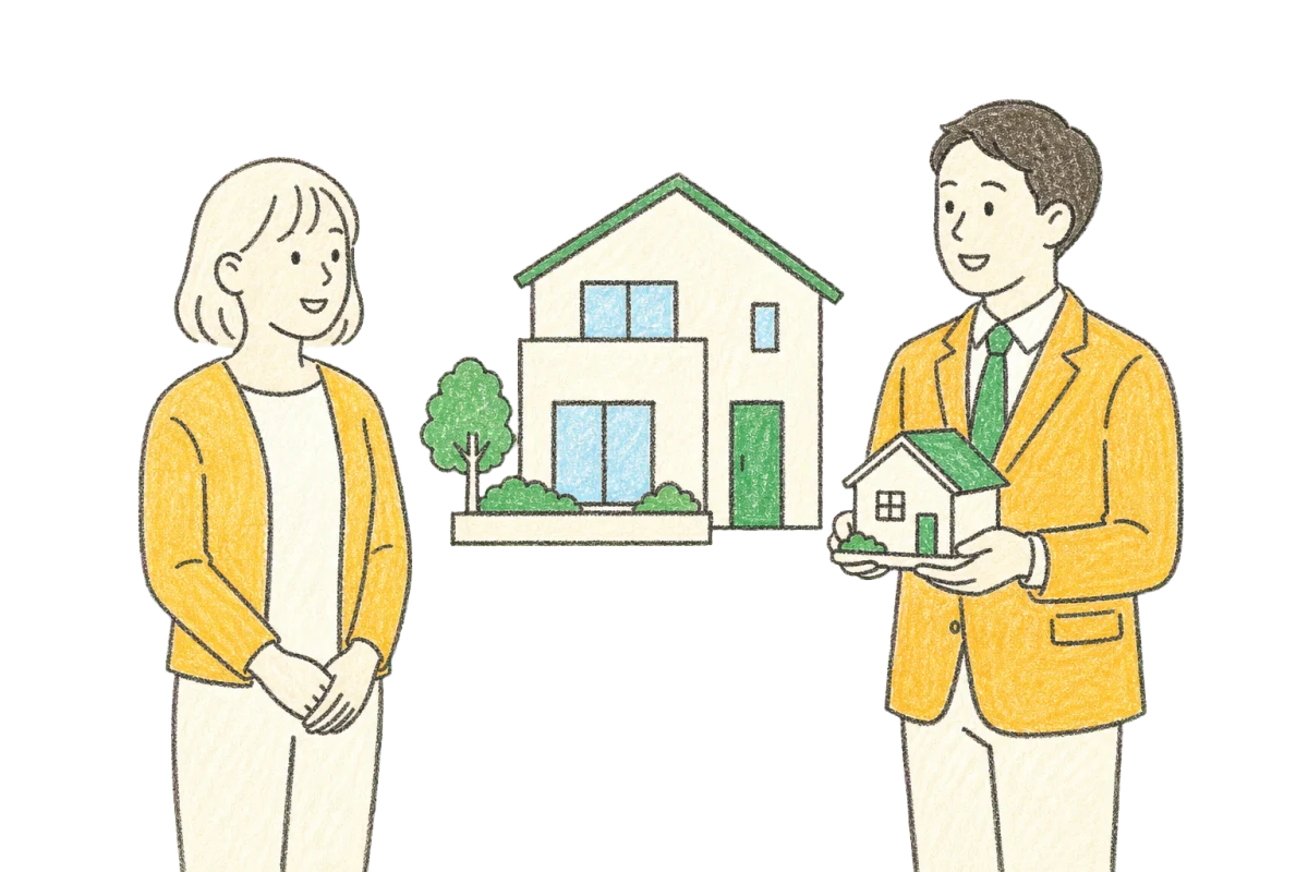 住まいを介してお客様とリフォームアドバイザーがつながるイラスト